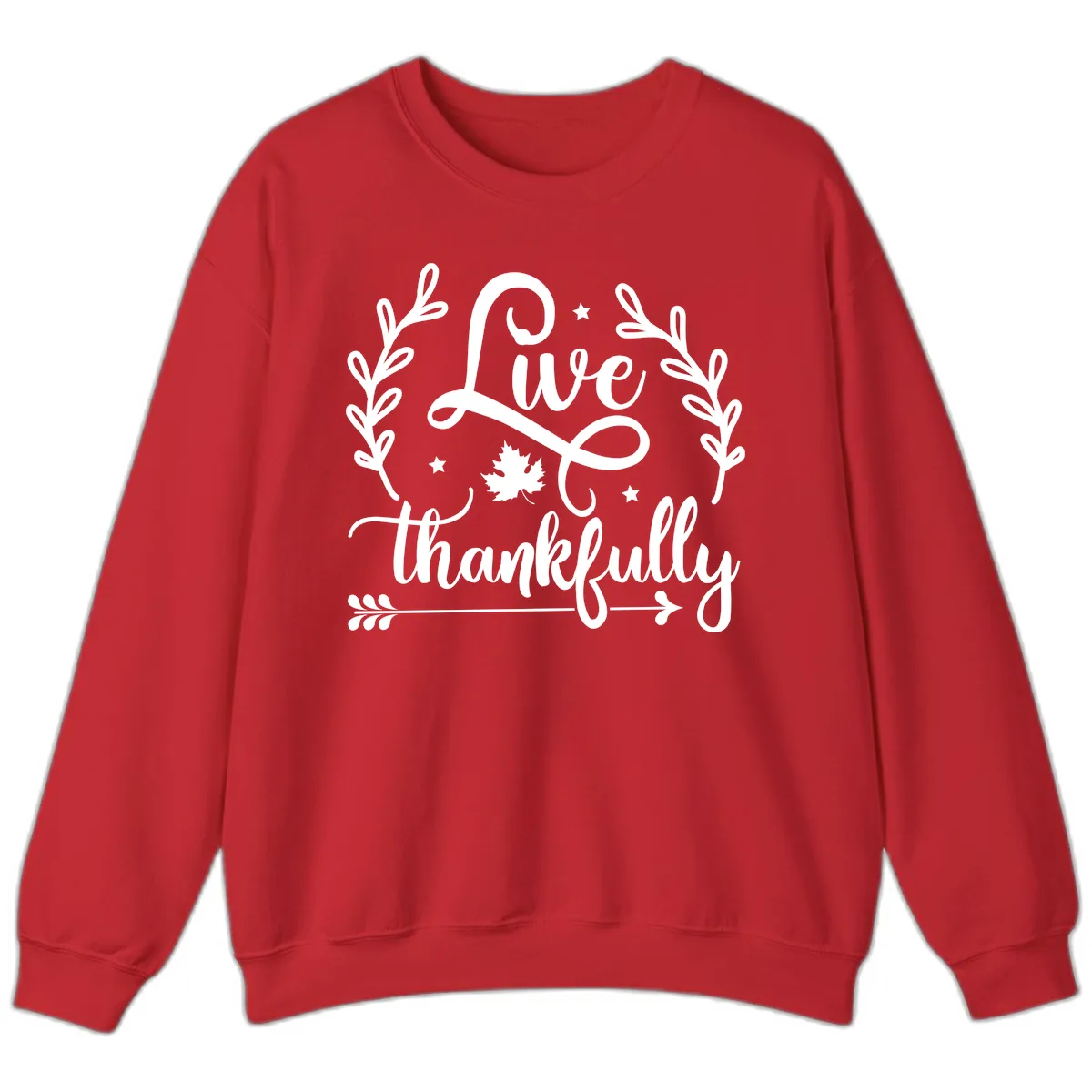 Live Thankfully Thanksgiving Fall Design Sweatshirt in Red