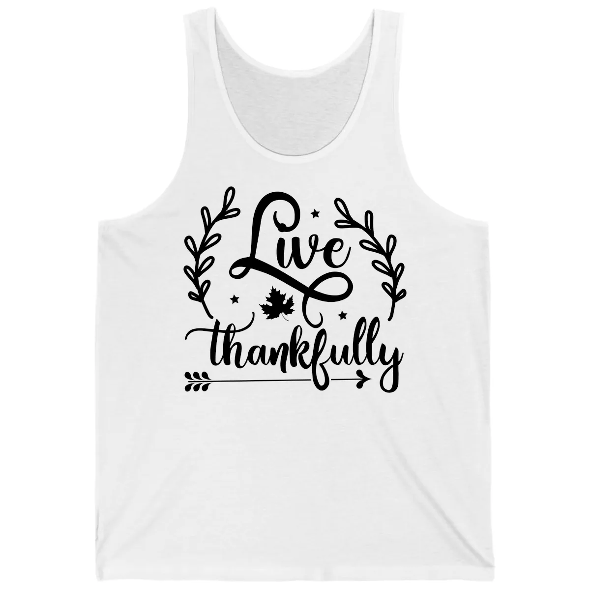 Live Thankfully Thanksgiving Fall Design Tank in White