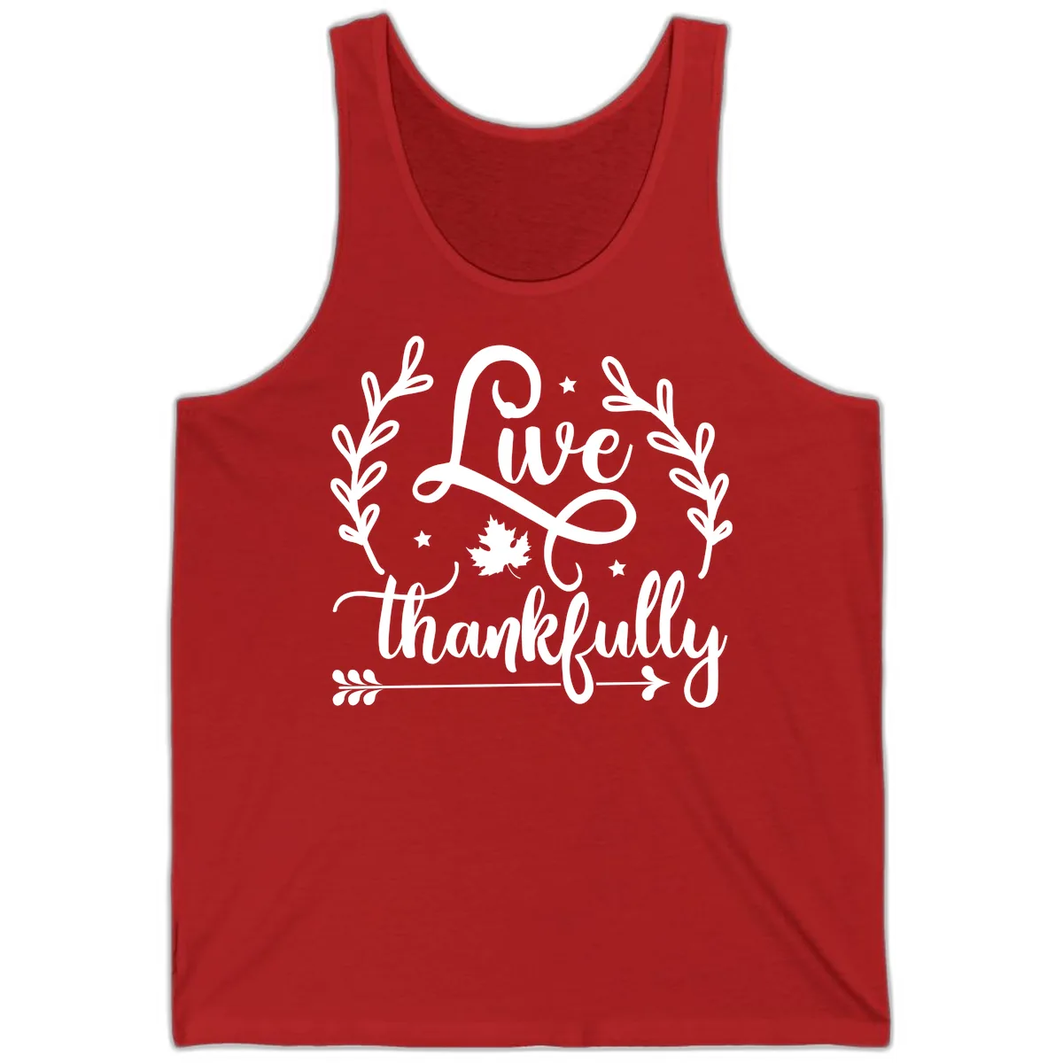 Live Thankfully Thanksgiving Fall Design Tank in Red