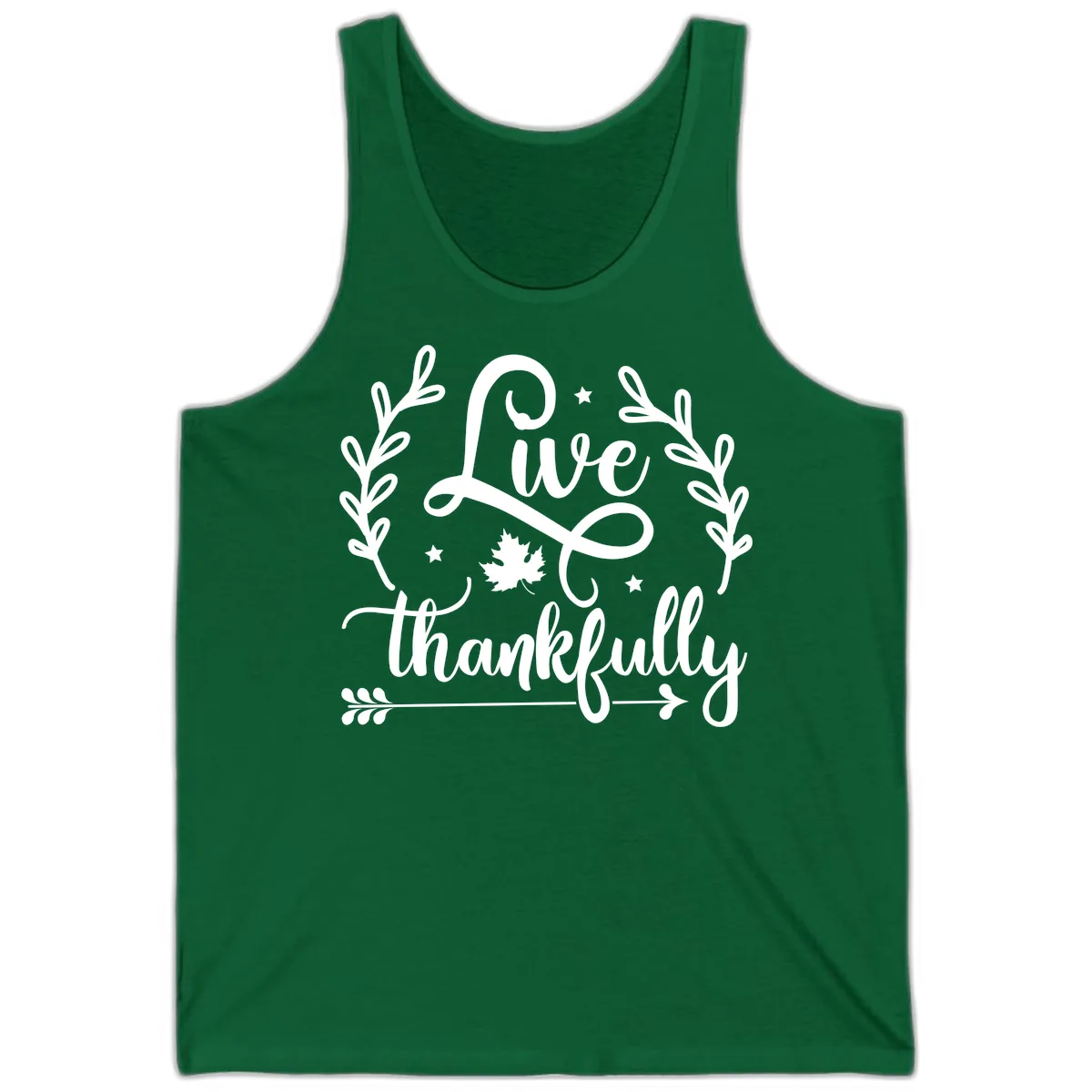 Live Thankfully Thanksgiving Fall Design Tank in Kelly