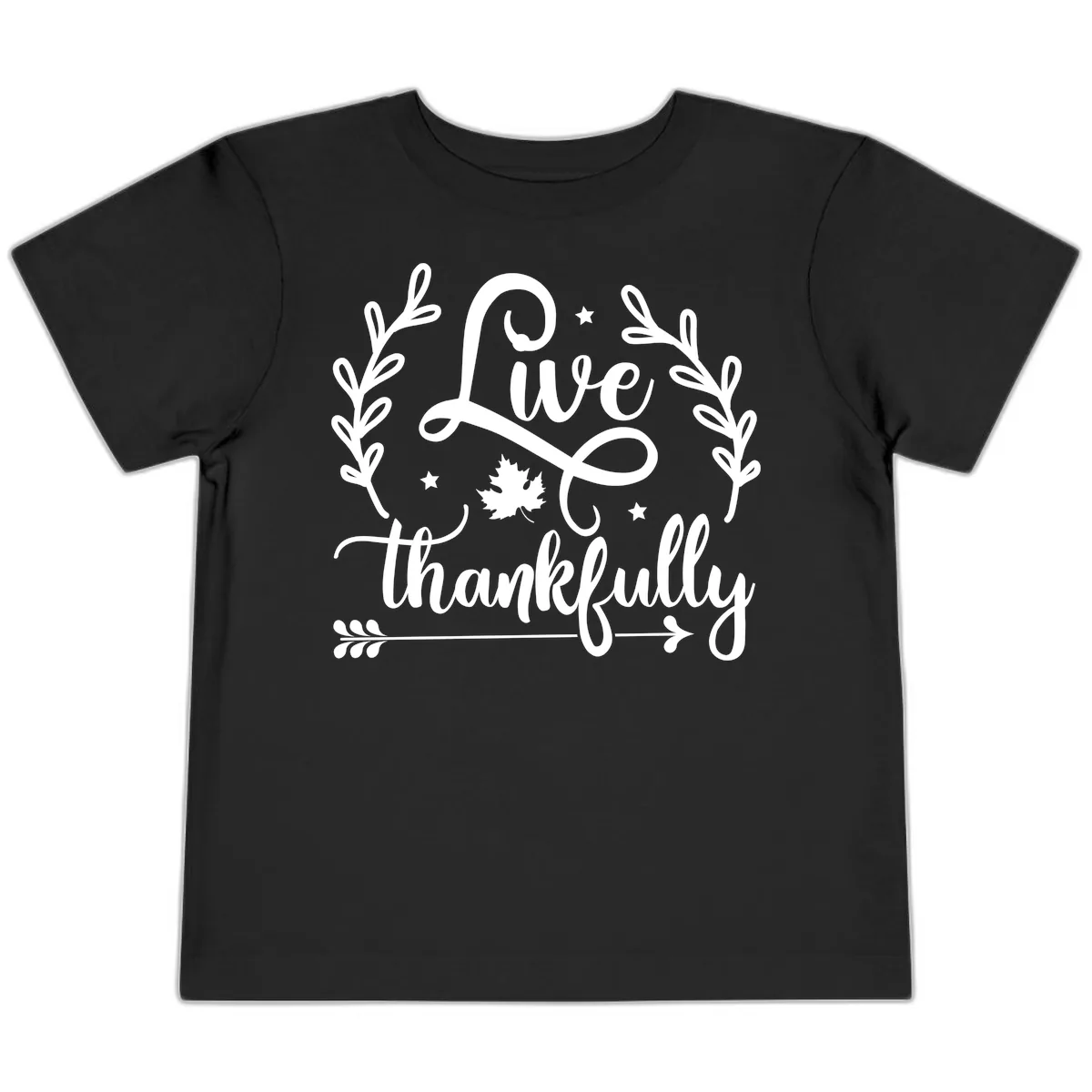 Live Thankfully Thanksgiving Fall Design Toddler T-Shirt in Black
