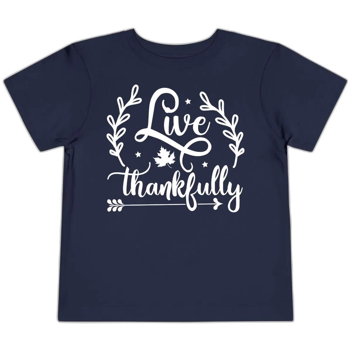Live Thankfully Thanksgiving Fall Design Toddler T-Shirt in Navy