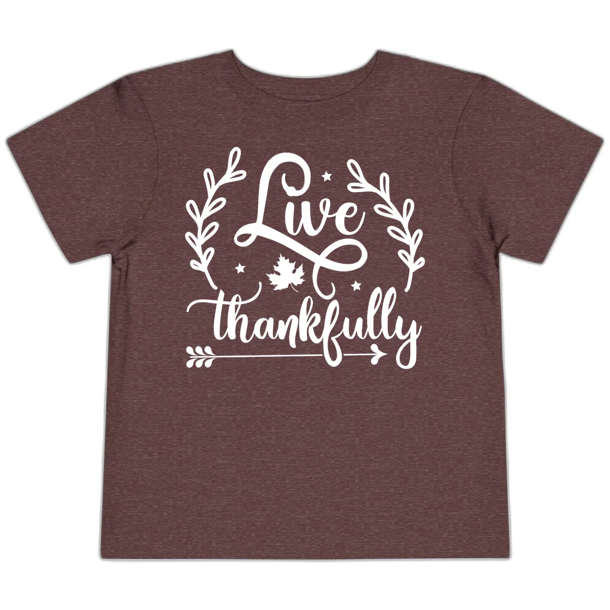 Live Thankfully Thanksgiving Fall Design Toddler T-Shirt in Heather Maroon