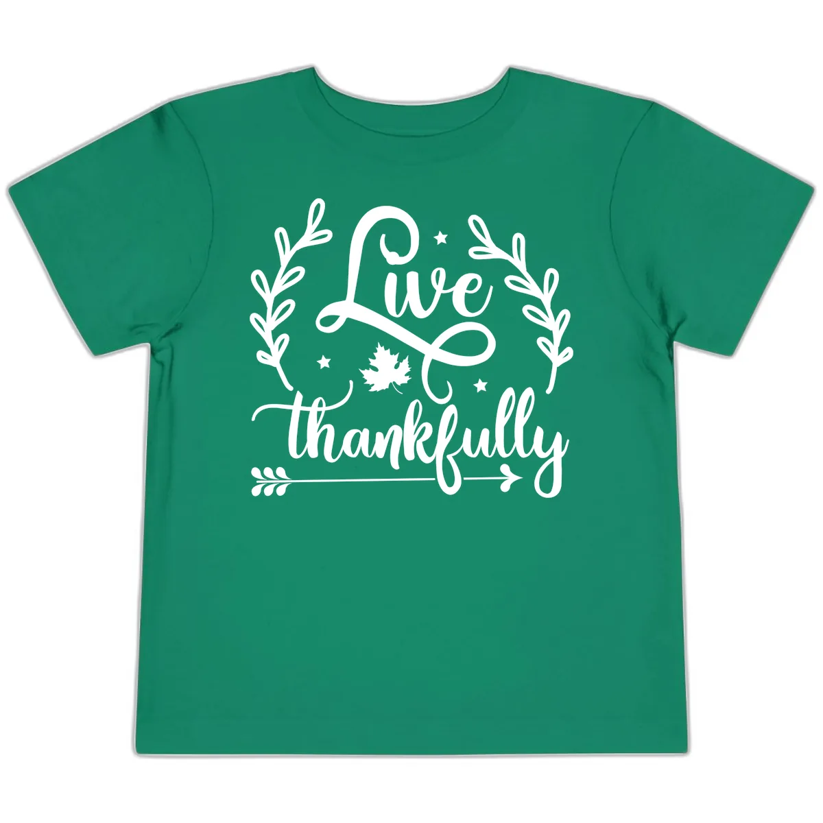Live Thankfully Thanksgiving Fall Design Toddler T-Shirt in Kelly