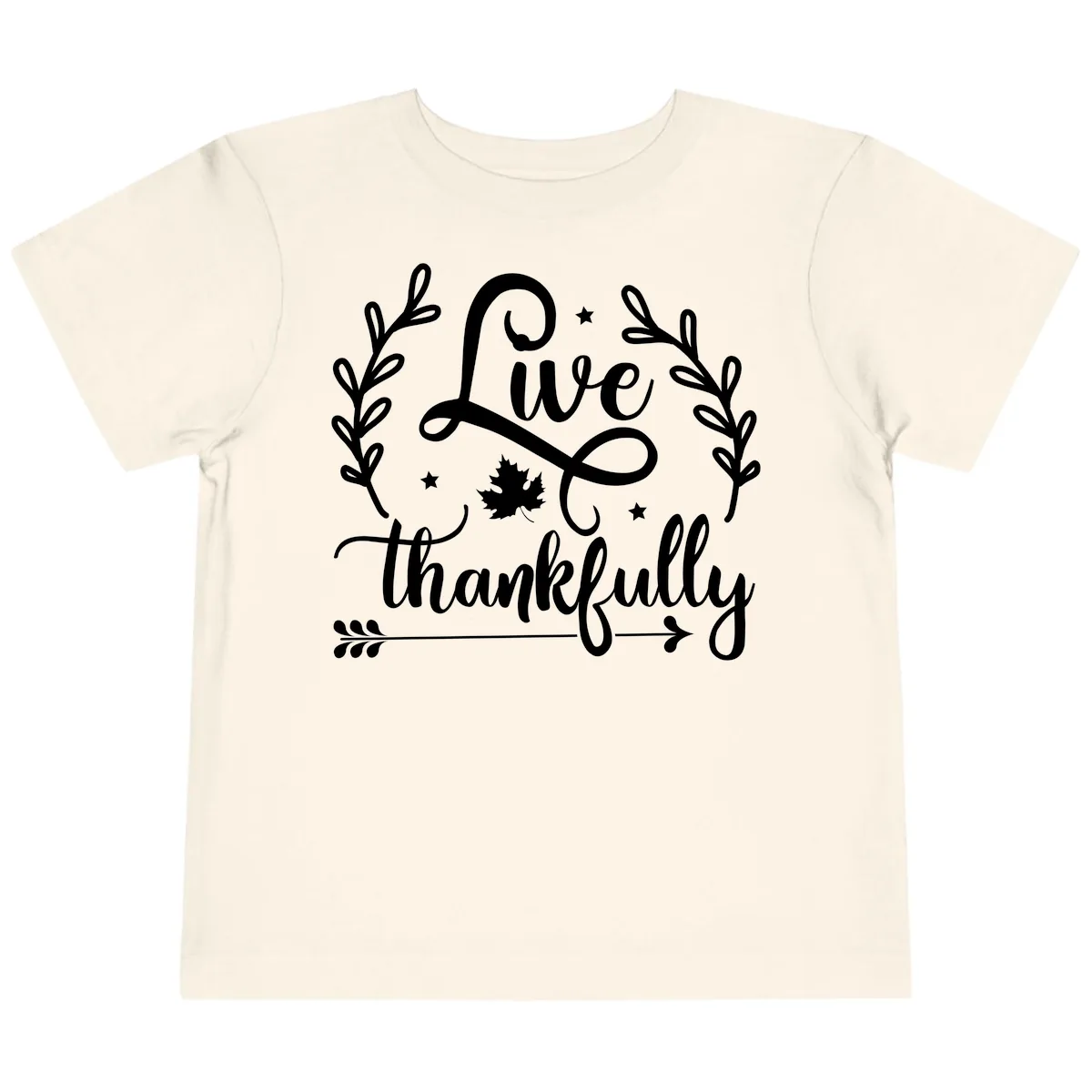 Live Thankfully Thanksgiving Fall Design Toddler T-Shirt in Natural