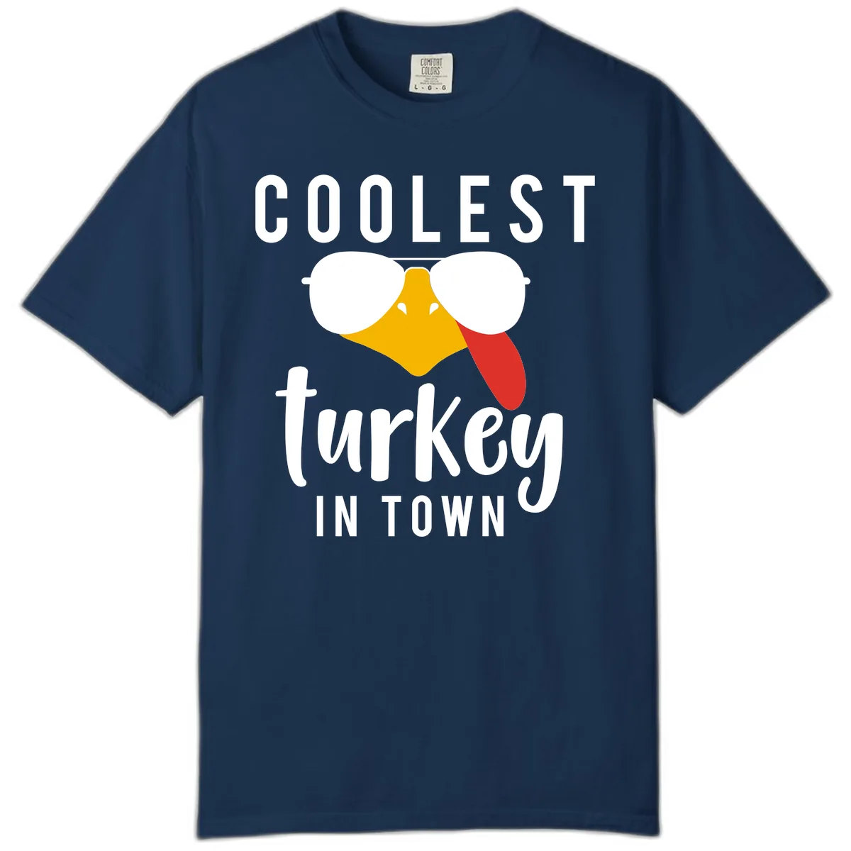 Coolest Turkey In Town Thanksgiving Comfort Color in Navy