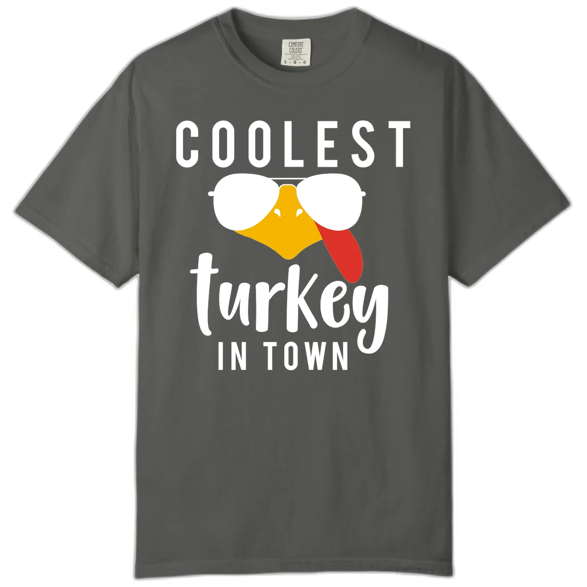 Coolest Turkey In Town Thanksgiving Comfort Color in Pepper