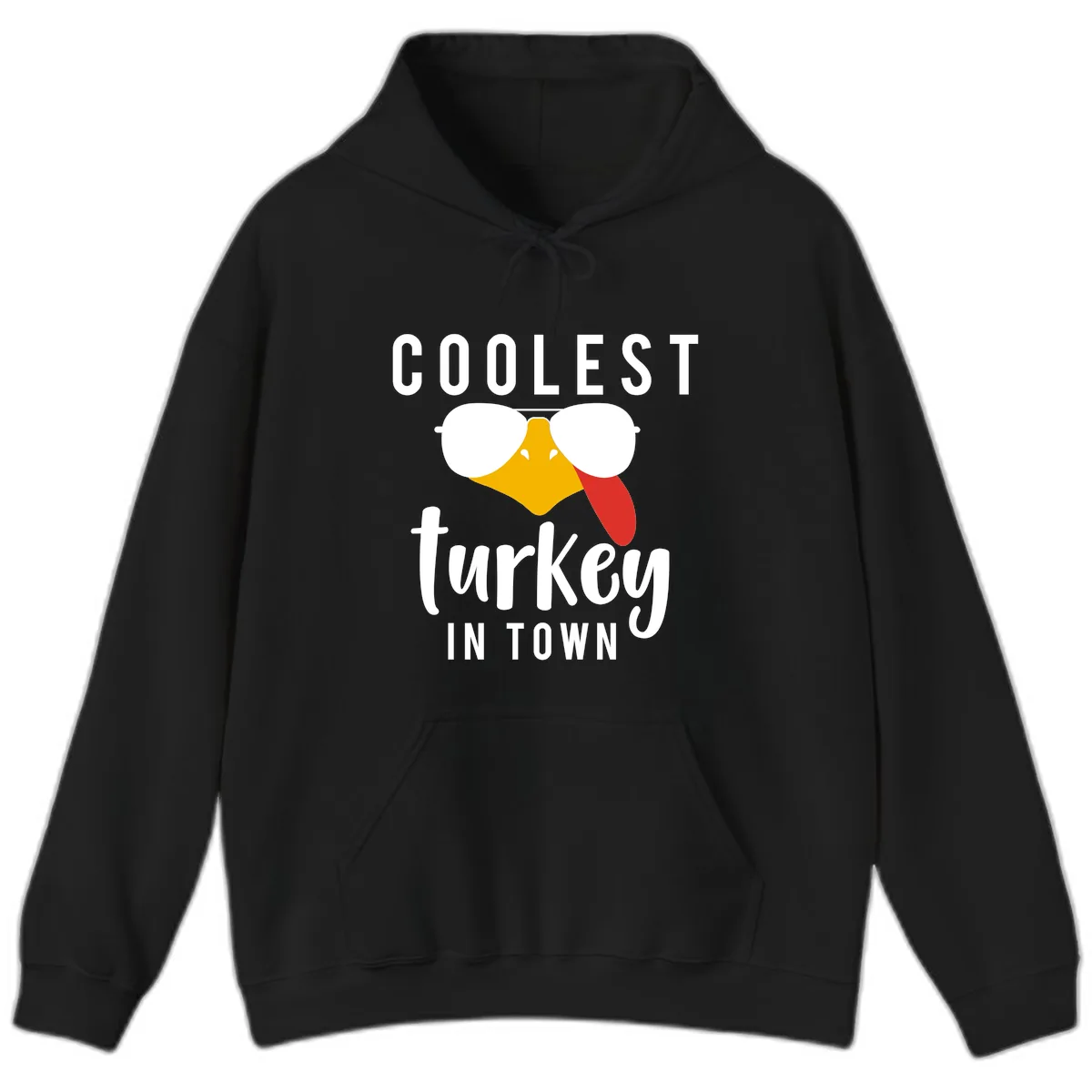 Coolest Turkey In Town Thanksgiving Hoodie in Black