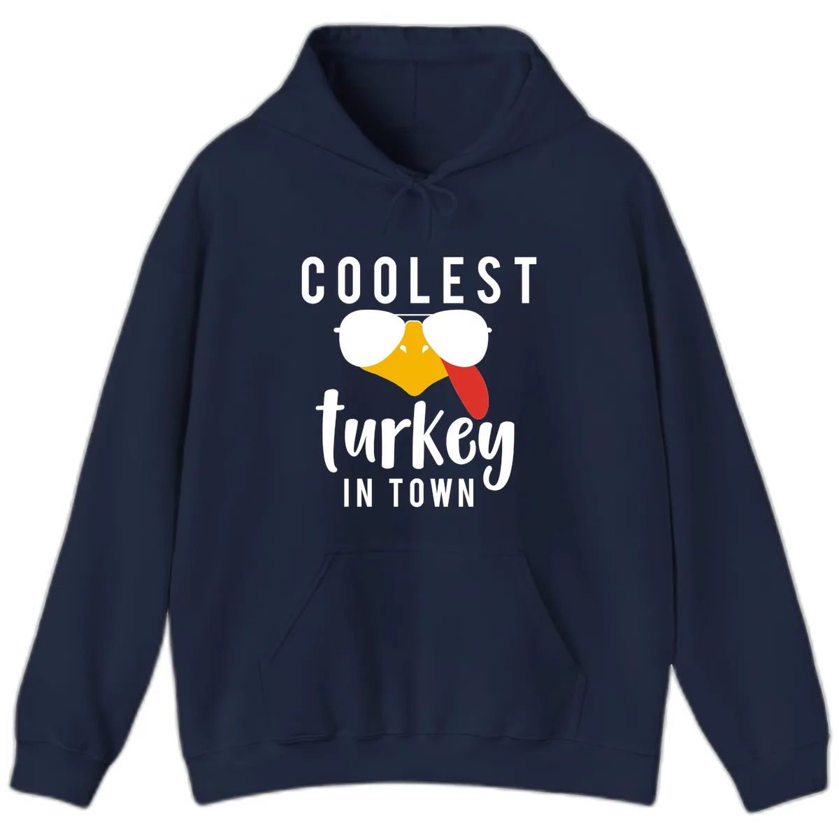 Coolest Turkey In Town Thanksgiving Hoodie in Navy