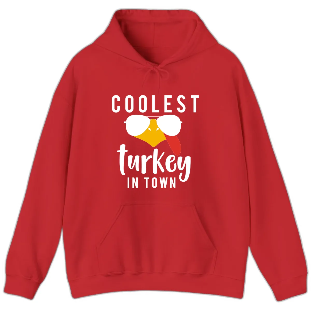 Coolest Turkey In Town Thanksgiving Hoodie in Red