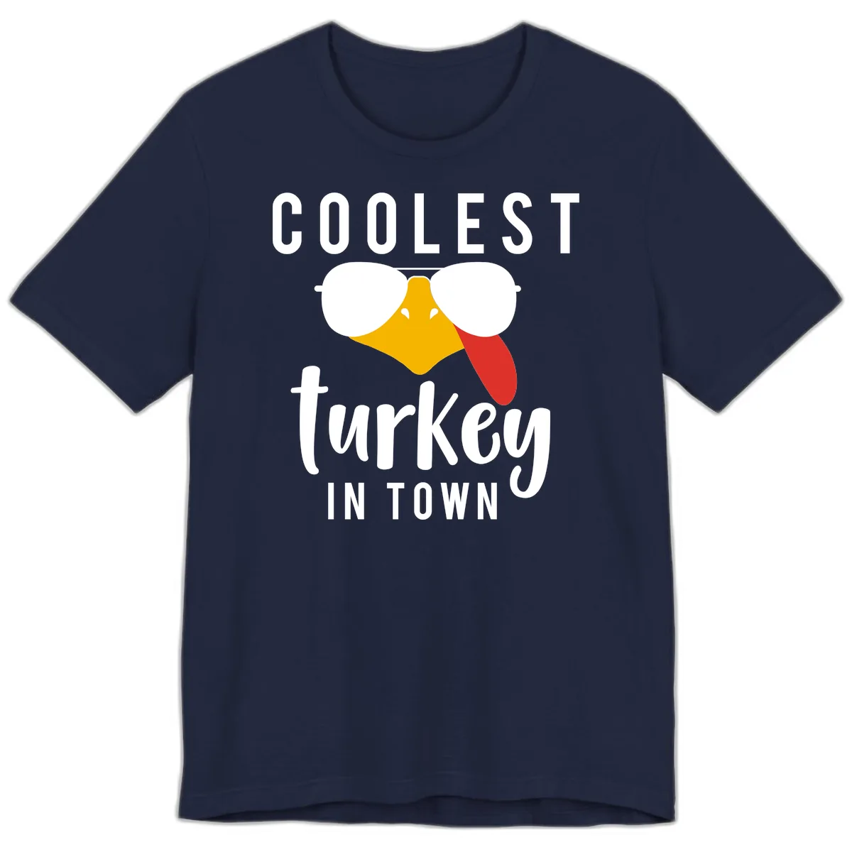 Coolest Turkey In Town Thanksgiving Premium T-Shirt in Navy