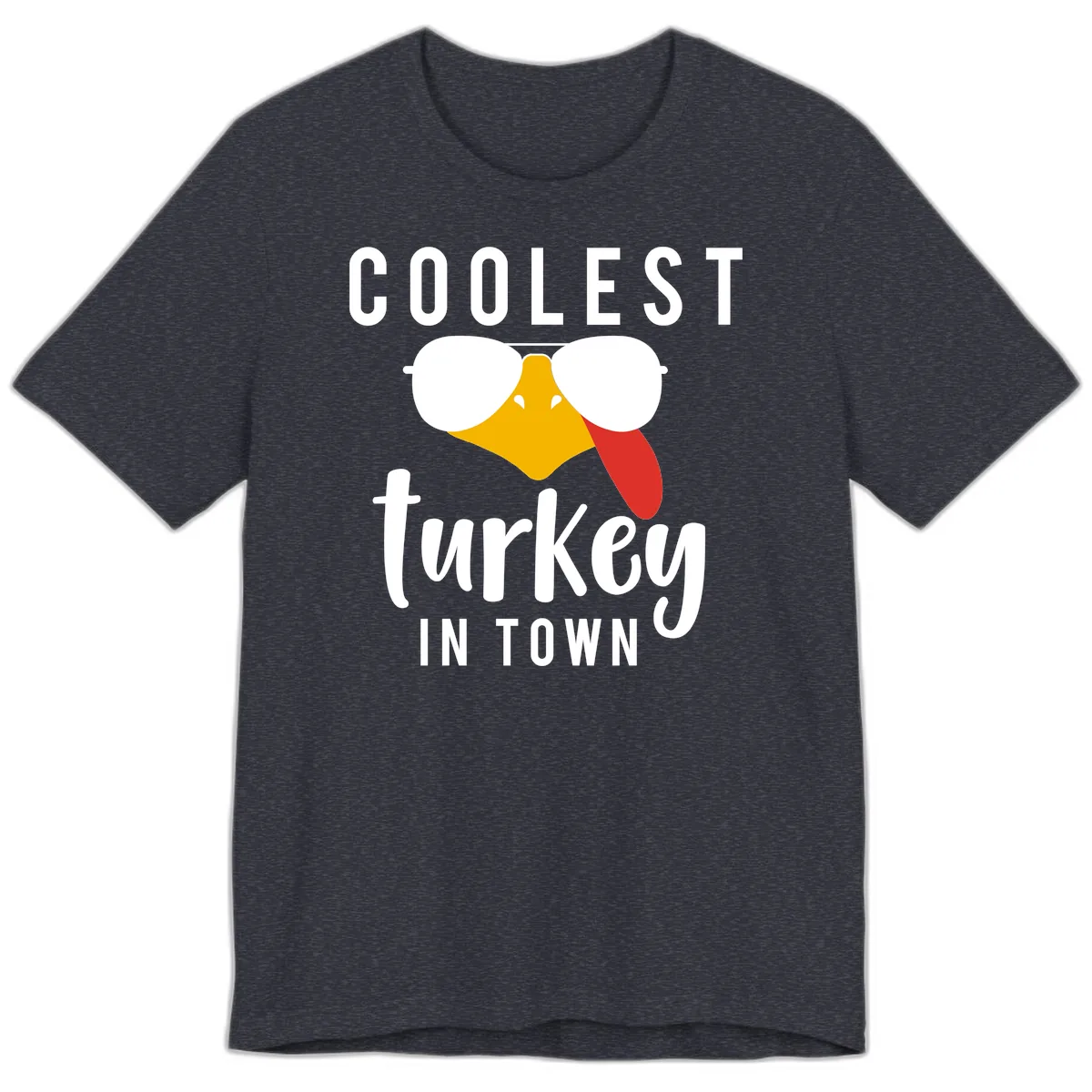 Coolest Turkey In Town Thanksgiving Premium T-Shirt in Heather Navy