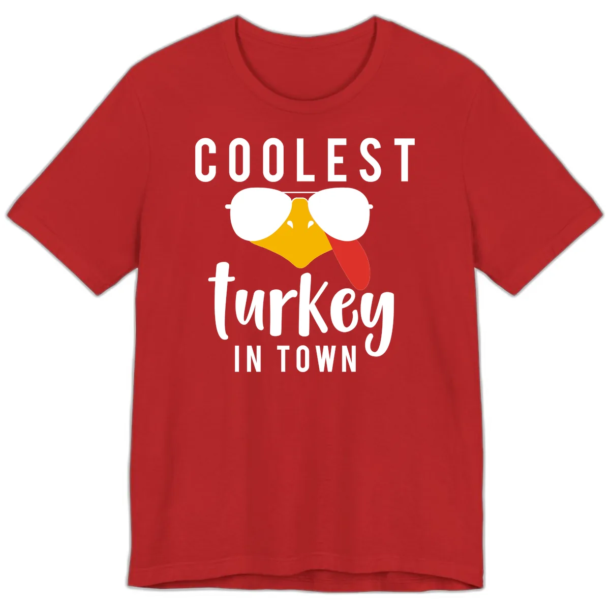 Coolest Turkey In Town Thanksgiving Premium T-Shirt in Red