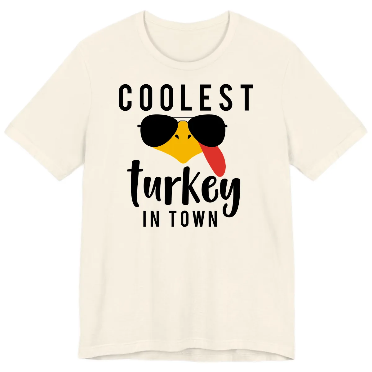 Coolest Turkey In Town Thanksgiving Premium T-Shirt in Natural