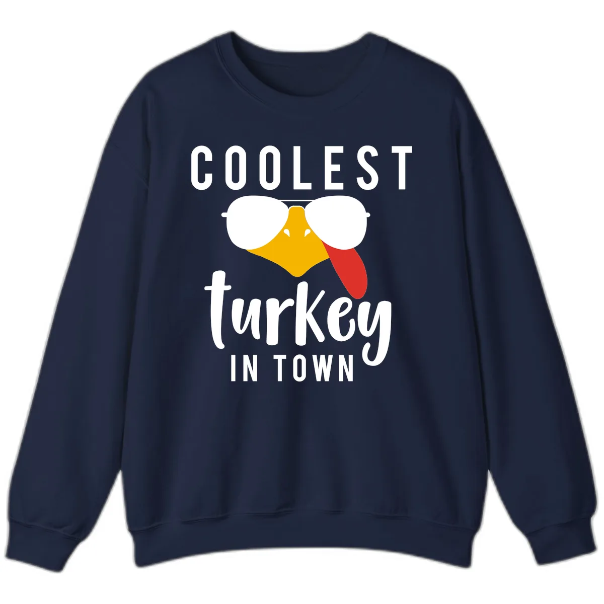 Coolest Turkey In Town Thanksgiving Sweatshirt in Navy