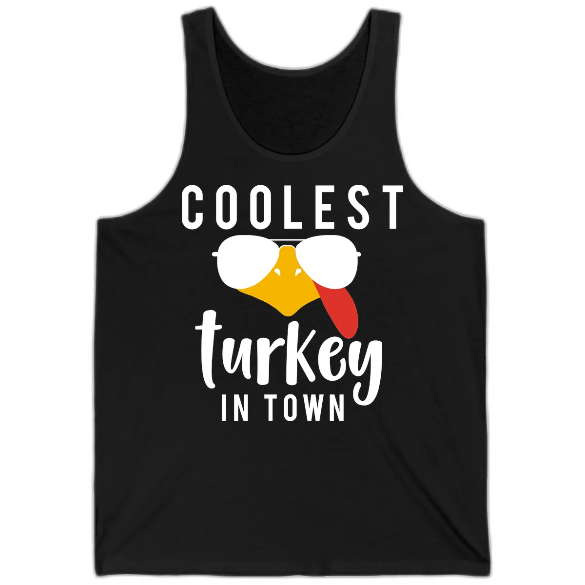 Coolest Turkey In Town Thanksgiving Tank in Black