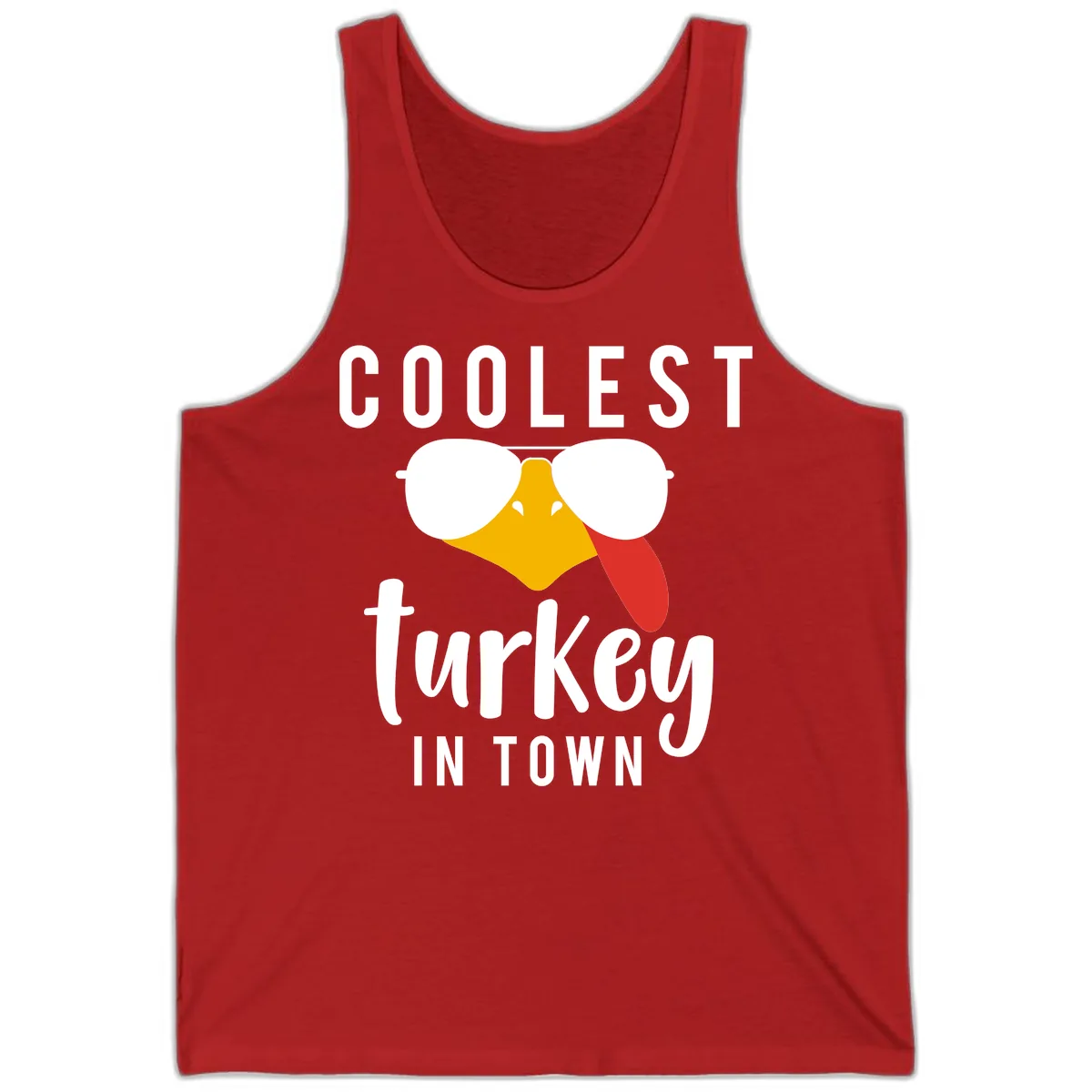 Coolest Turkey In Town Thanksgiving Tank in Red