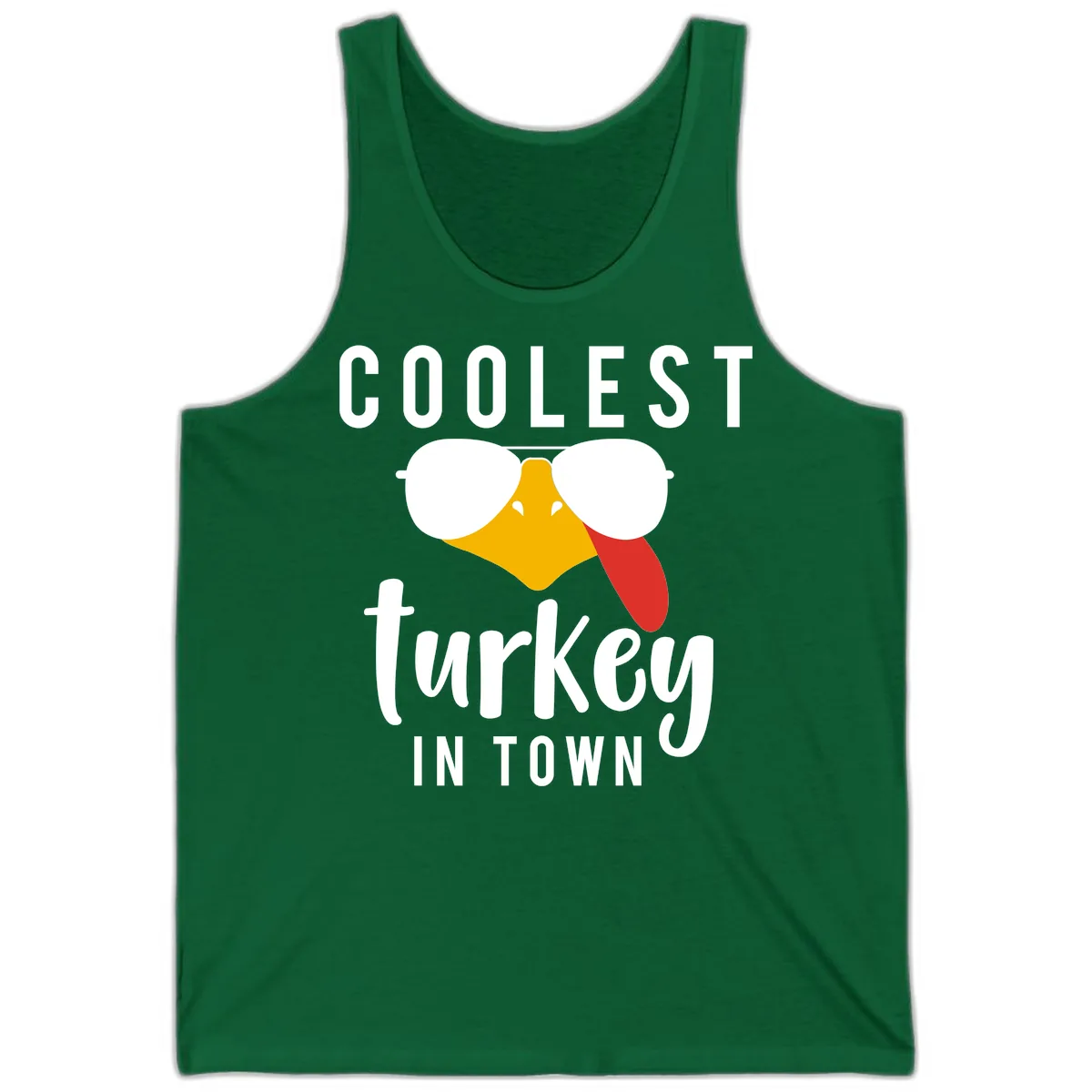 Coolest Turkey In Town Thanksgiving Tank in Kelly