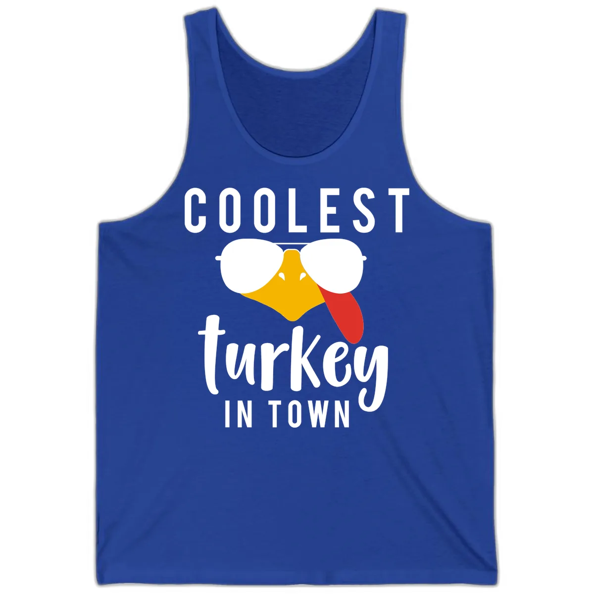 Coolest Turkey In Town Thanksgiving Tank in True Royal