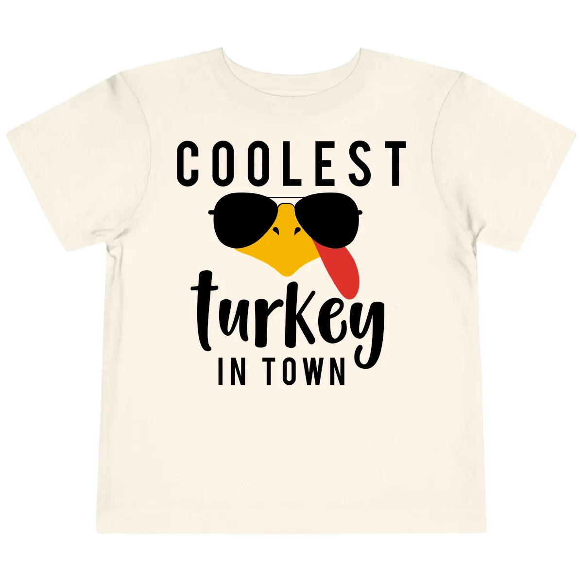 Coolest Turkey In Town Thanksgiving Toddler T-Shirt in Natural