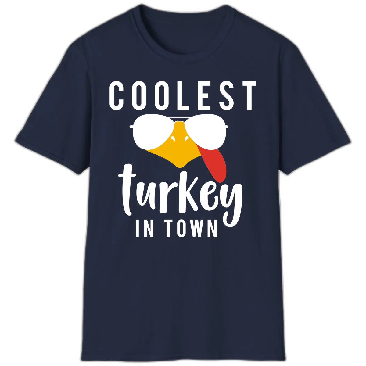Coolest Turkey In Town Thanksgiving T-Shirt in Navy
