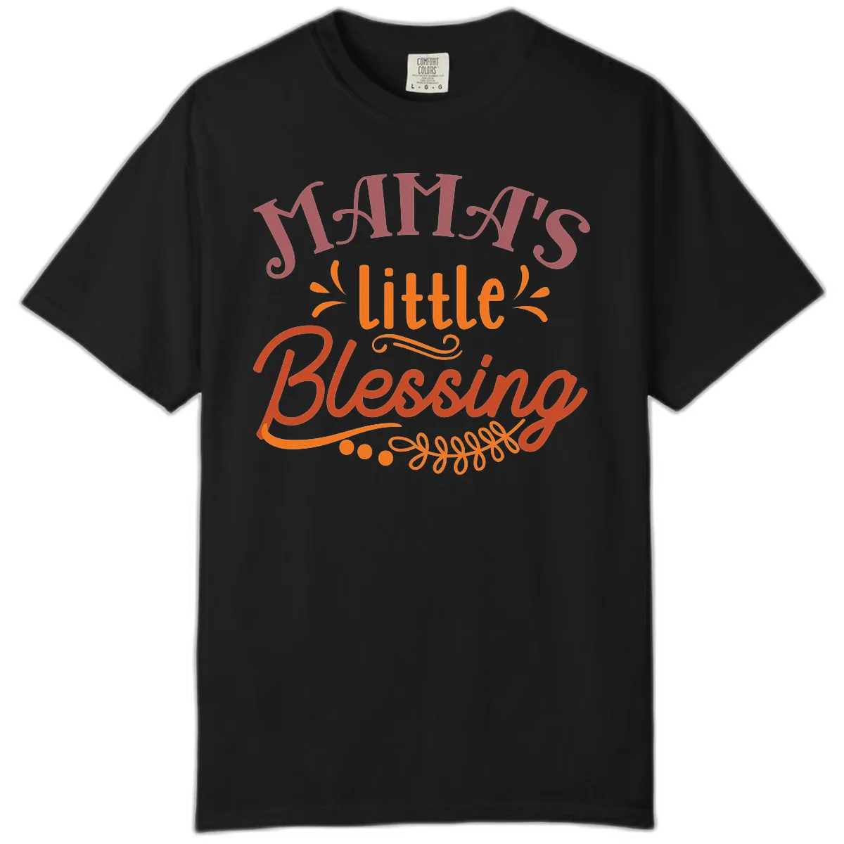 Mama's Little Blessing Typography Design Comfort Color in Black