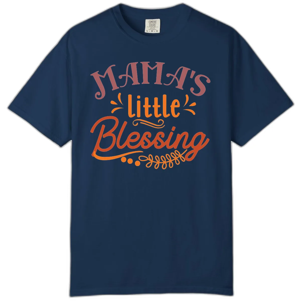 Mama's Little Blessing Typography Design Comfort Color in Navy