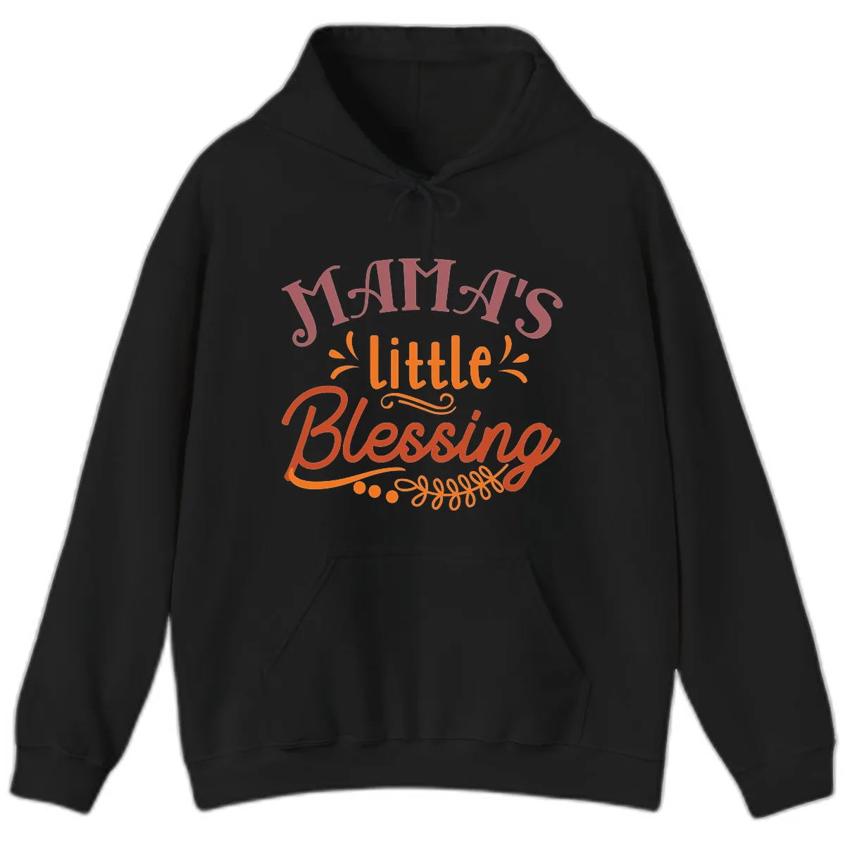Mama's Little Blessing Typography Design Hoodie in Black