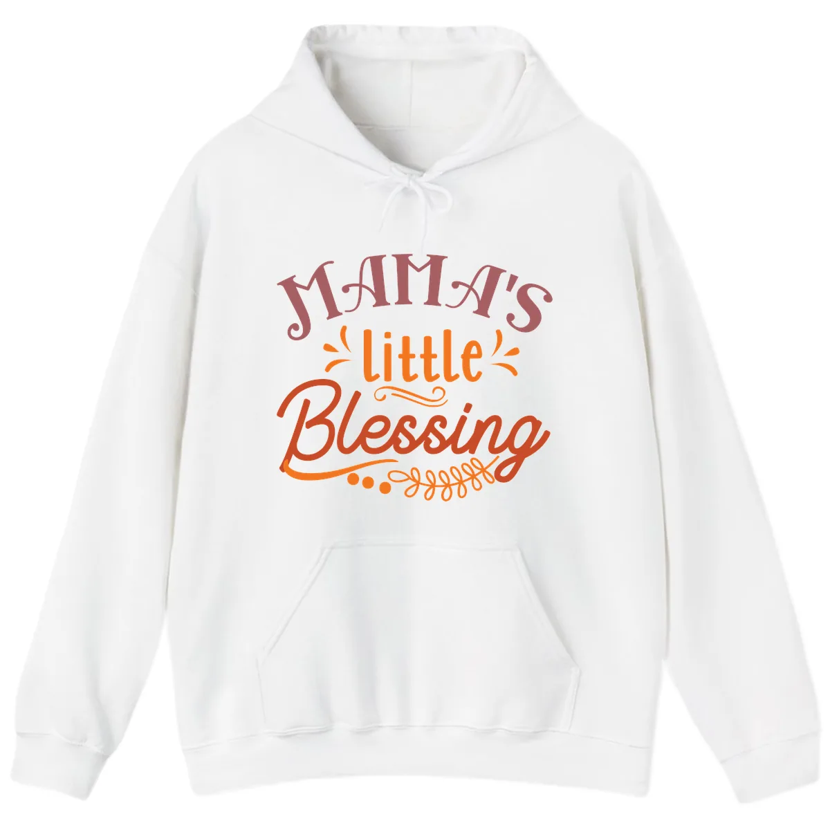 Mama's Little Blessing Typography Design Hoodie in White