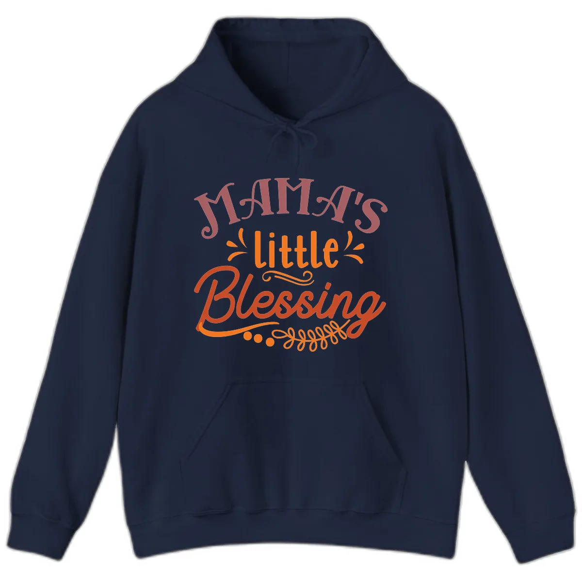 Mama's Little Blessing Typography Design Hoodie in Navy