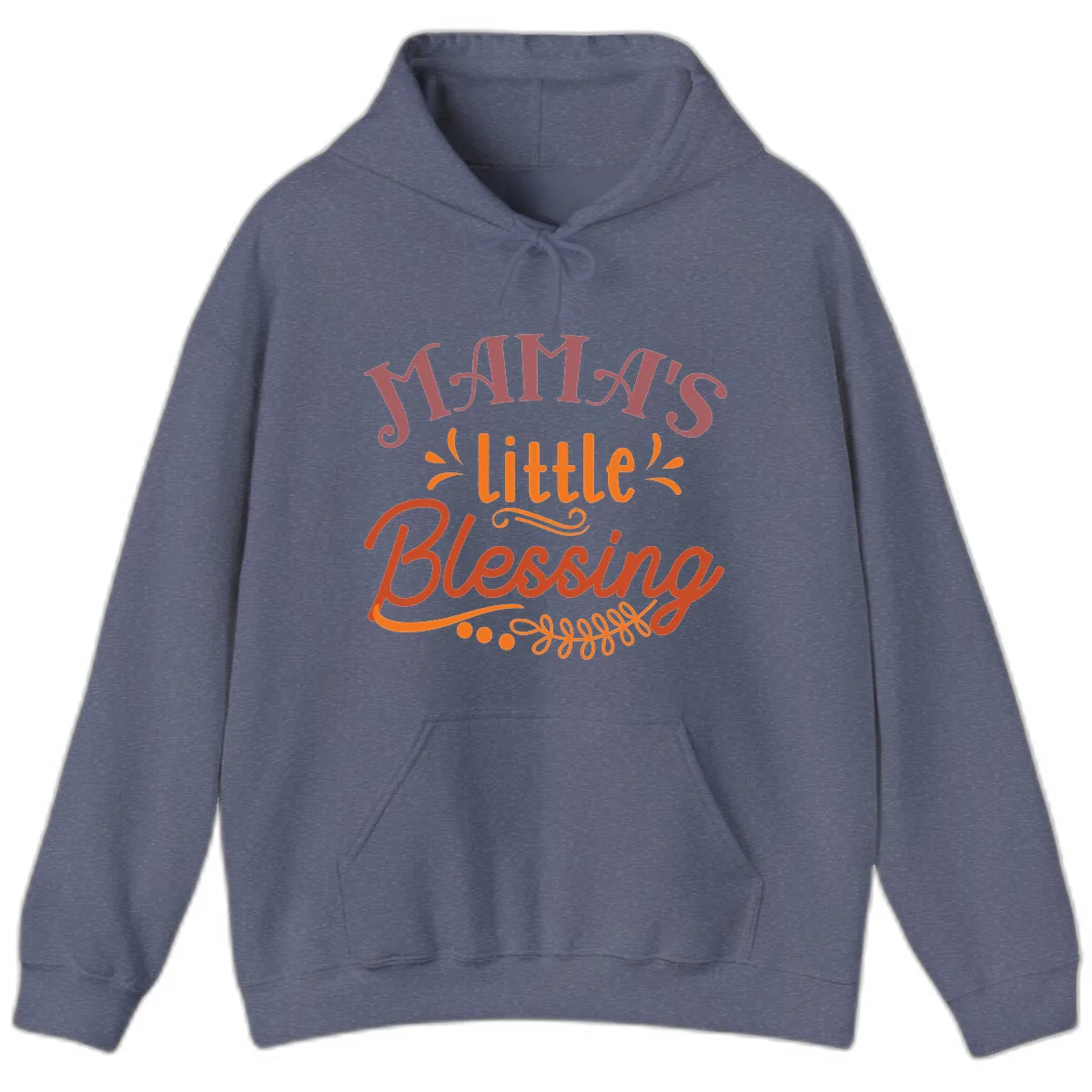 Mama's Little Blessing Typography Design Hoodie in Heather Navy