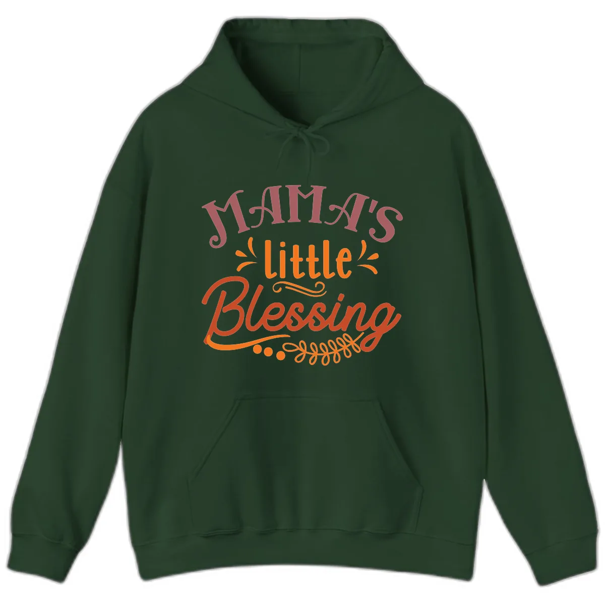 Mama's Little Blessing Typography Design Hoodie in Forest Green