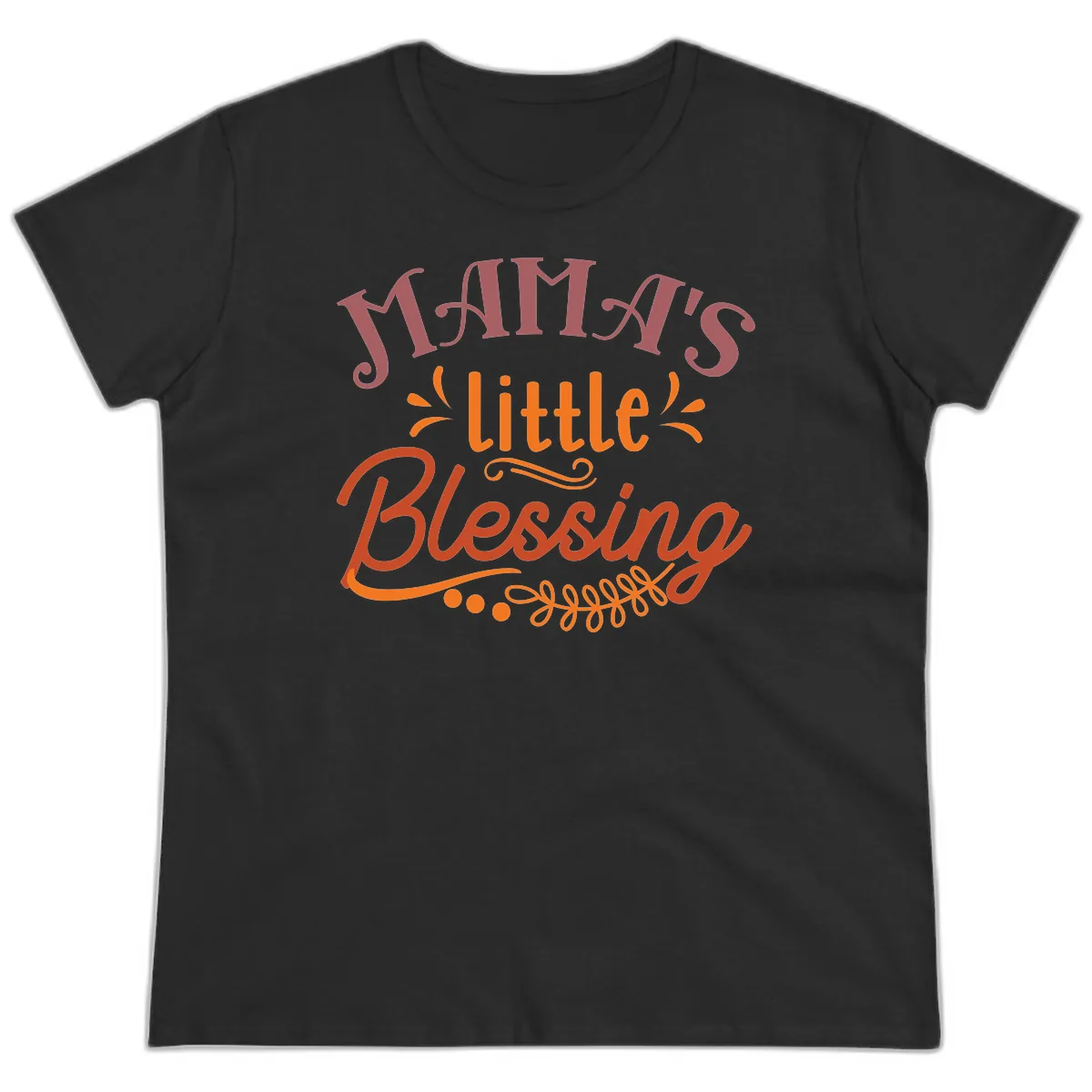 Mama's Little Blessing Typography Design Ladies Tee in Black