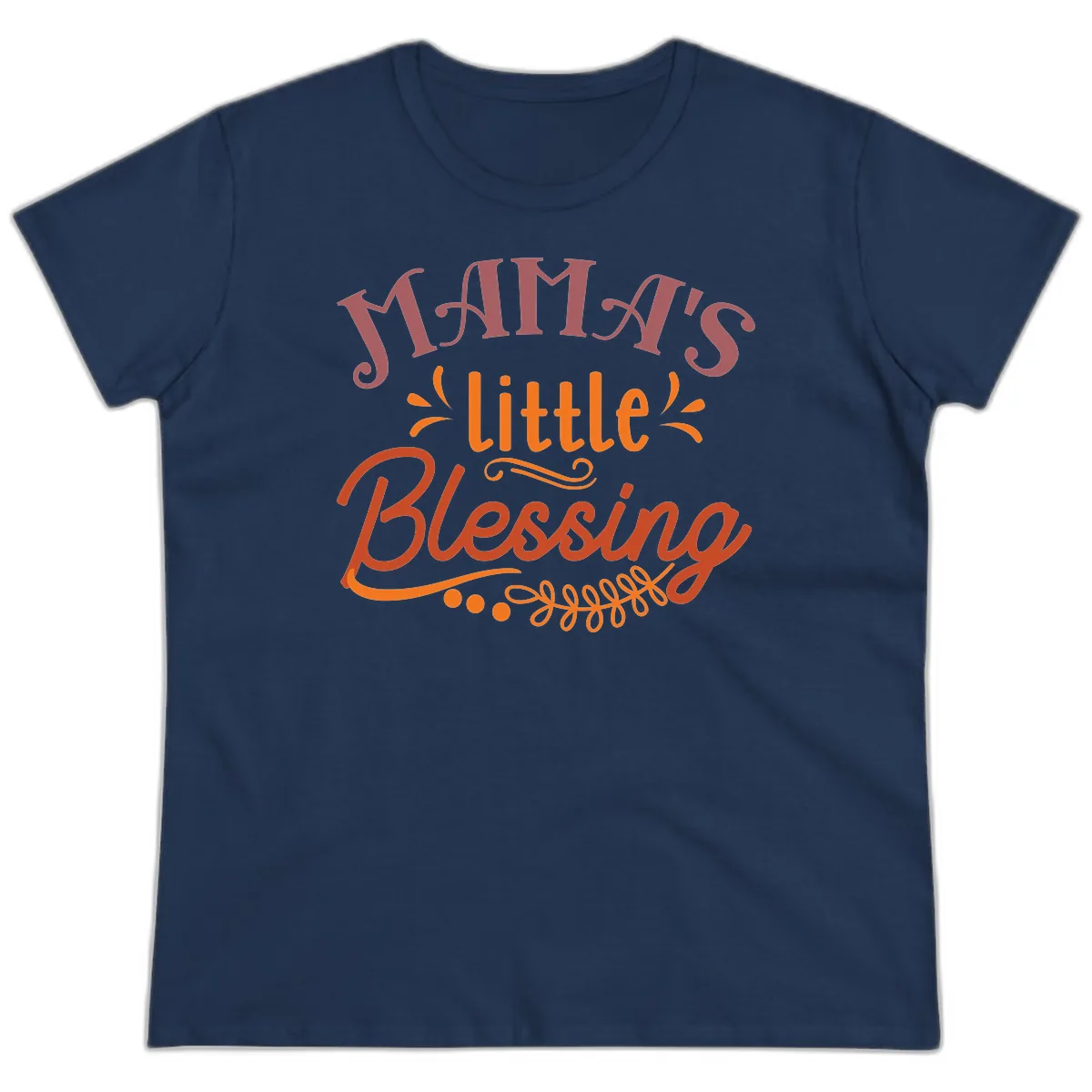 Mama's Little Blessing Typography Design Ladies Tee in Navy