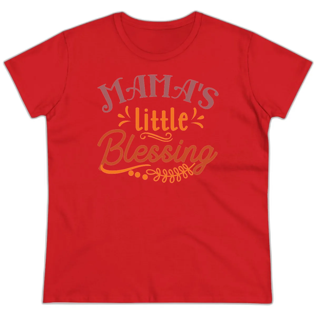Mama's Little Blessing Typography Design Ladies Tee in Red
