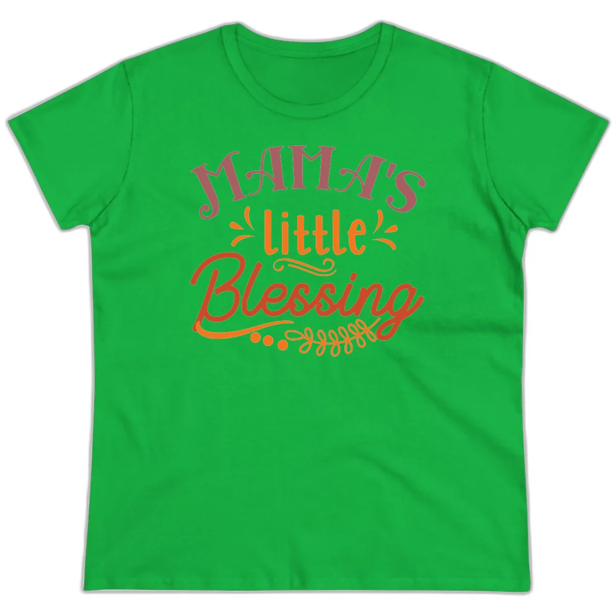 Mama's Little Blessing Typography Design Ladies Tee in Irish Green