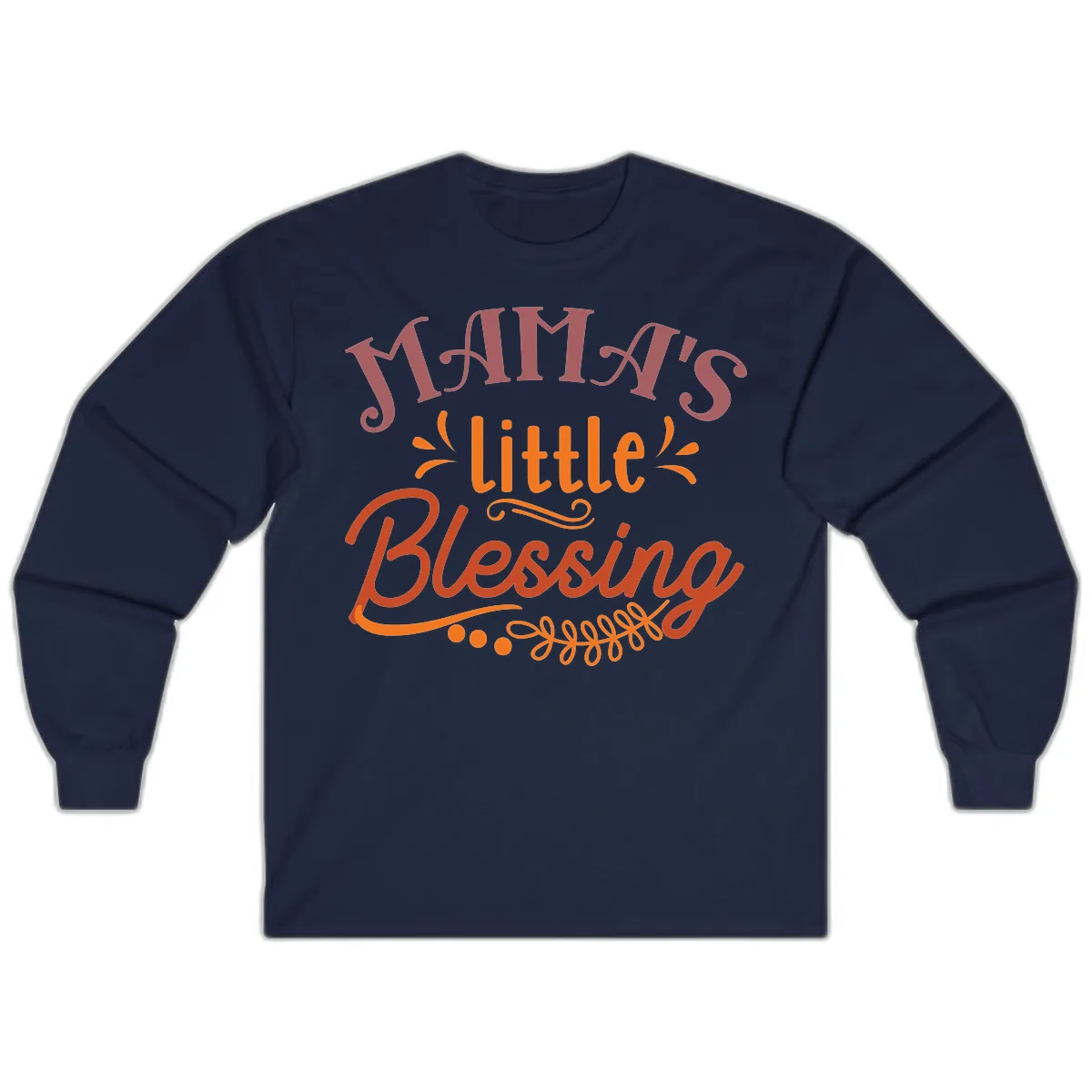 Mama's Little Blessing Typography Design Long Sleeve in Navy