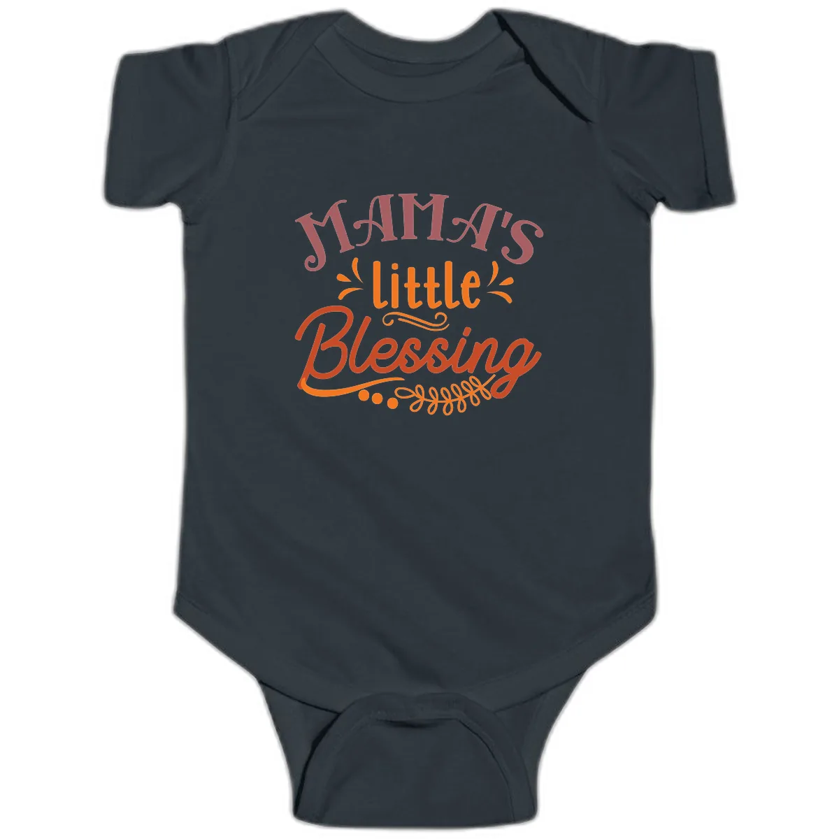 Mama's Little Blessing Typography Design Baby Onesie in Black