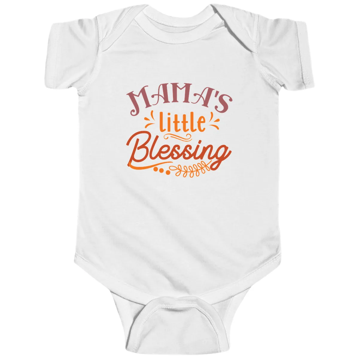 Mama's Little Blessing Typography Design Baby Onesie in White