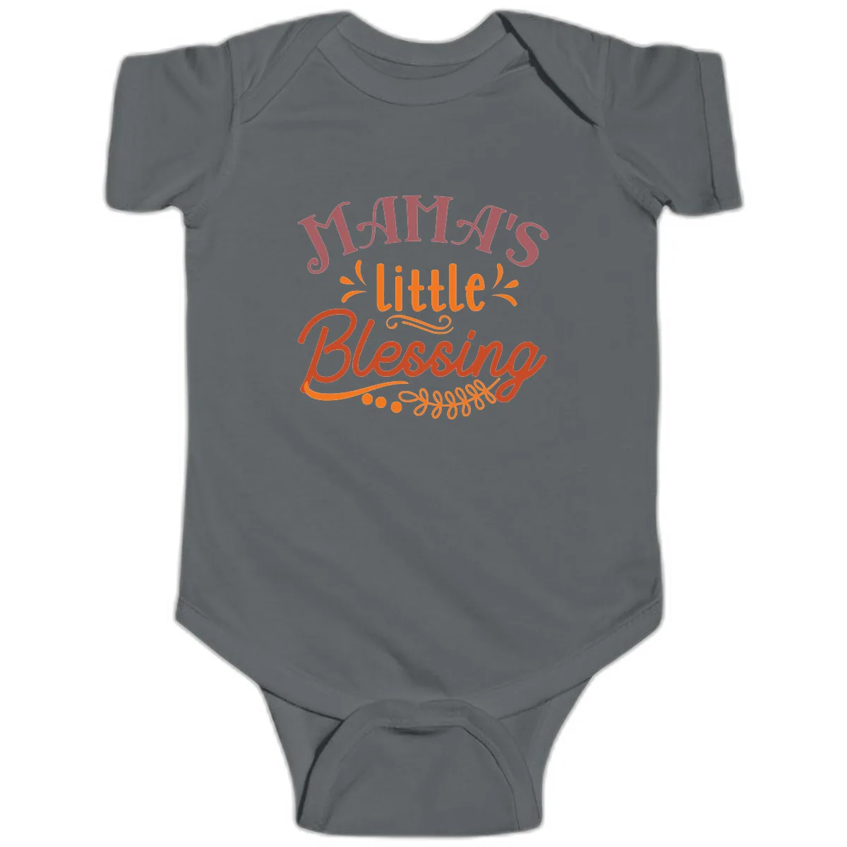 Mama's Little Blessing Typography Design Baby Onesie in Charcoal