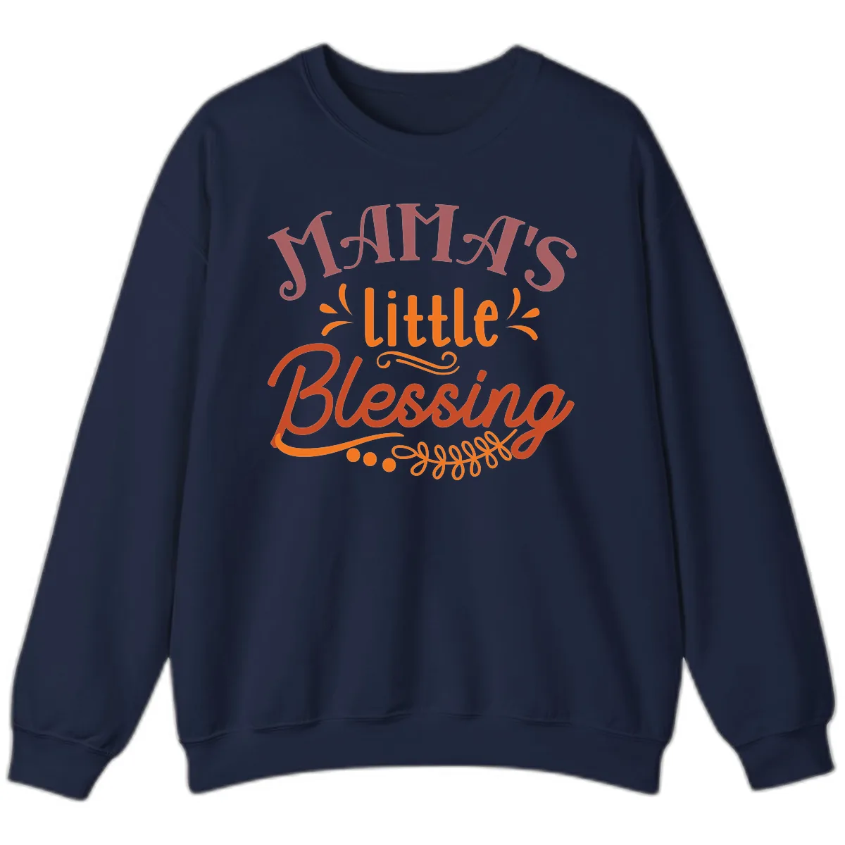 Mama's Little Blessing Typography Design Sweatshirt in Navy