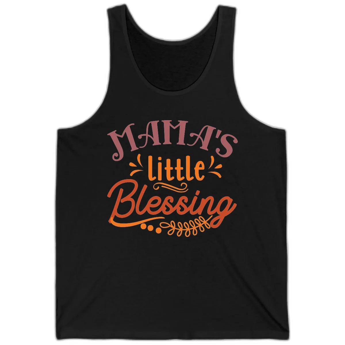 Mama's Little Blessing Typography Design Tank in Black