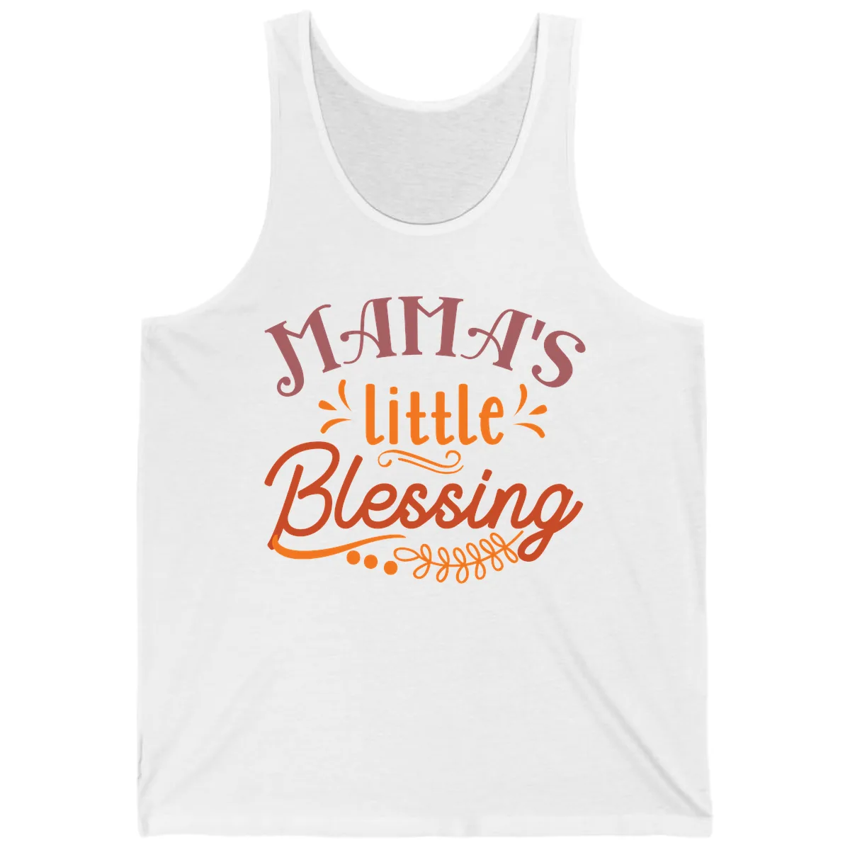 Mama's Little Blessing Typography Design Tank in White