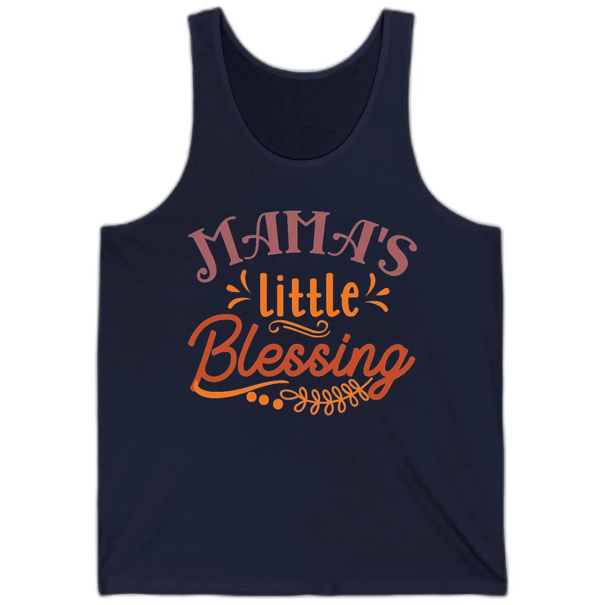 Mama's Little Blessing Typography Design Tank in Navy