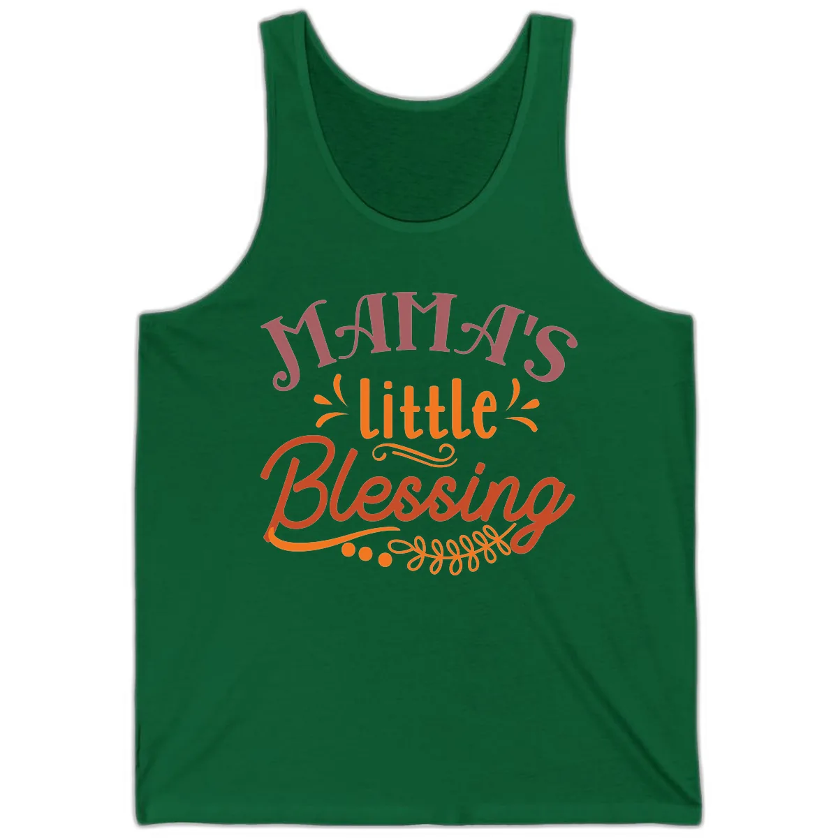Mama's Little Blessing Typography Design Tank in Kelly