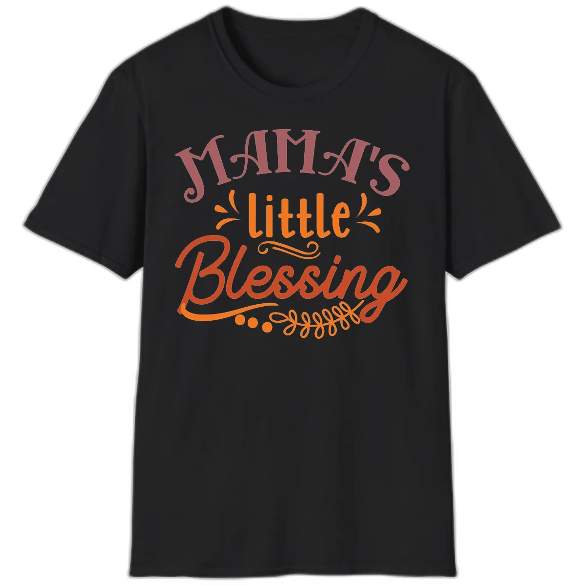 Mama's Little Blessing Typography Design T-Shirt in Black