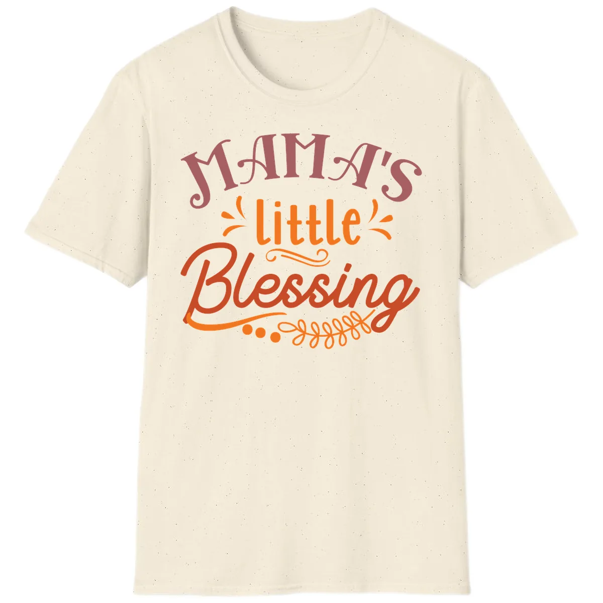 Mama's Little Blessing Typography Design T-Shirt in Natural
