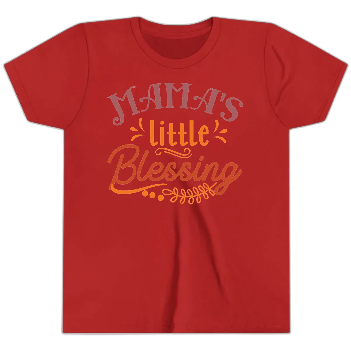 Mama's Little Blessing Typography Design Youth T-Shirt in Red