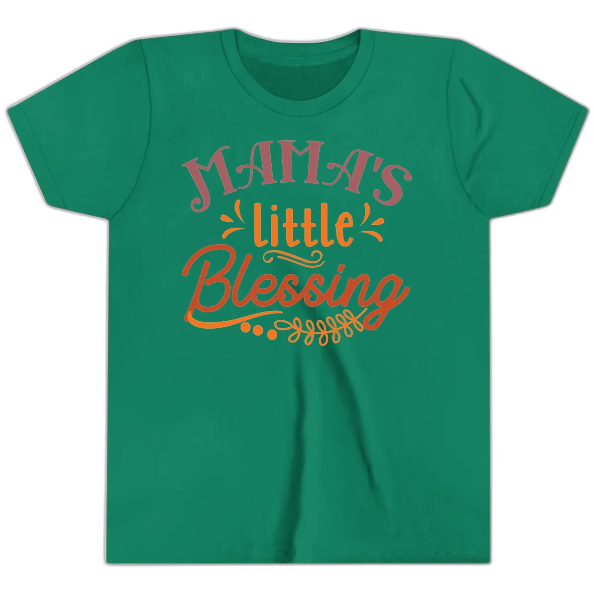Mama's Little Blessing Typography Design Youth T-Shirt in Kelly