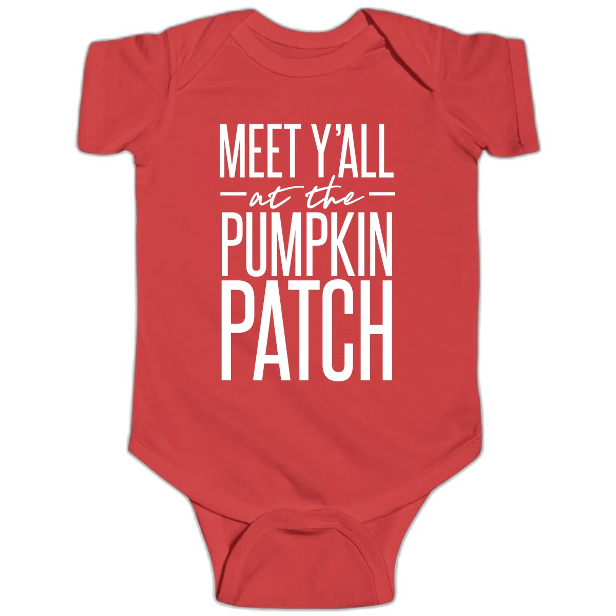 Meet Y'all At The Pumpkin Patch Baby Onesie in Red